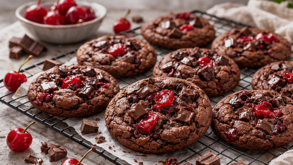 brown butter chocolate cherry cookies 1