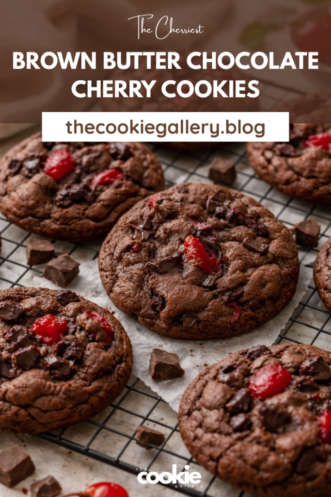 brown butter chocolate cherry cookies pin