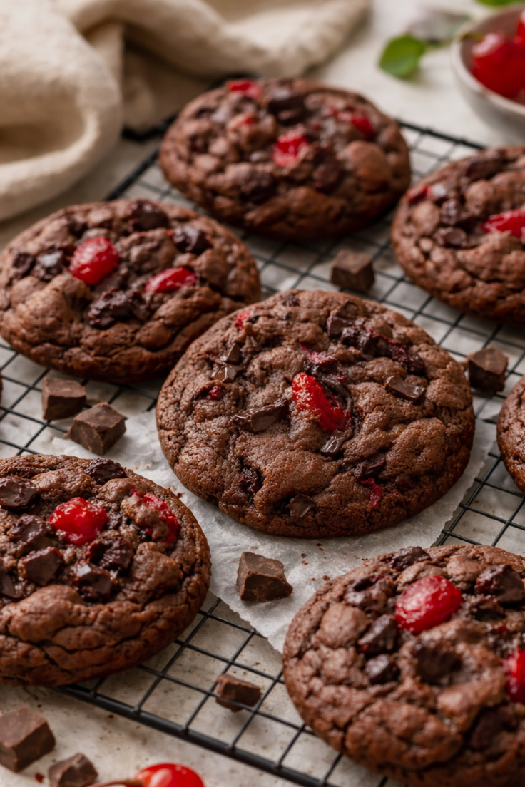 brown butter chocolate cherry cookies