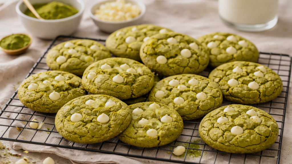 brown butter matcha white chocolate cookies 1