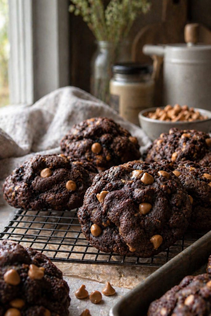 dark chocolate peanut butter chip cookies 1 thecookiegallery.blog