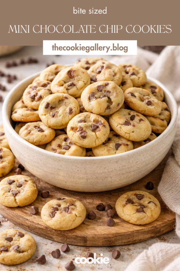 mini chocolate chip cookies pin - thecookiegallery.blog
