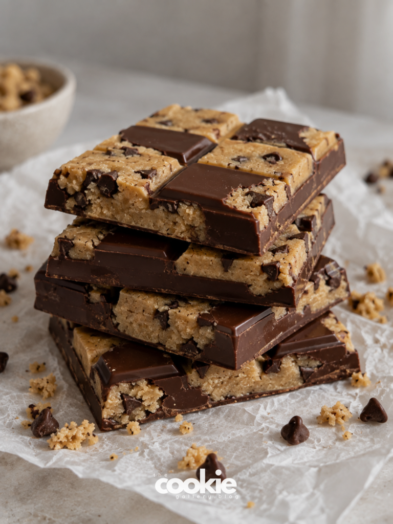 BROWN BUTTER COOKIE DOUGH CHOCOLATE BARS brown butter cookie dough chocolate bars 2 thecookiegallery.blog